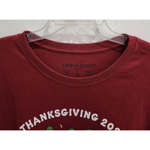 Life is Good Red Thanksgiving 2021 Crusher Long Sleeve T Shirt Size Large - Picture 2 of 9